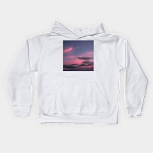 Dreamy Pink Purple Sunrise with Moon Kids Hoodie